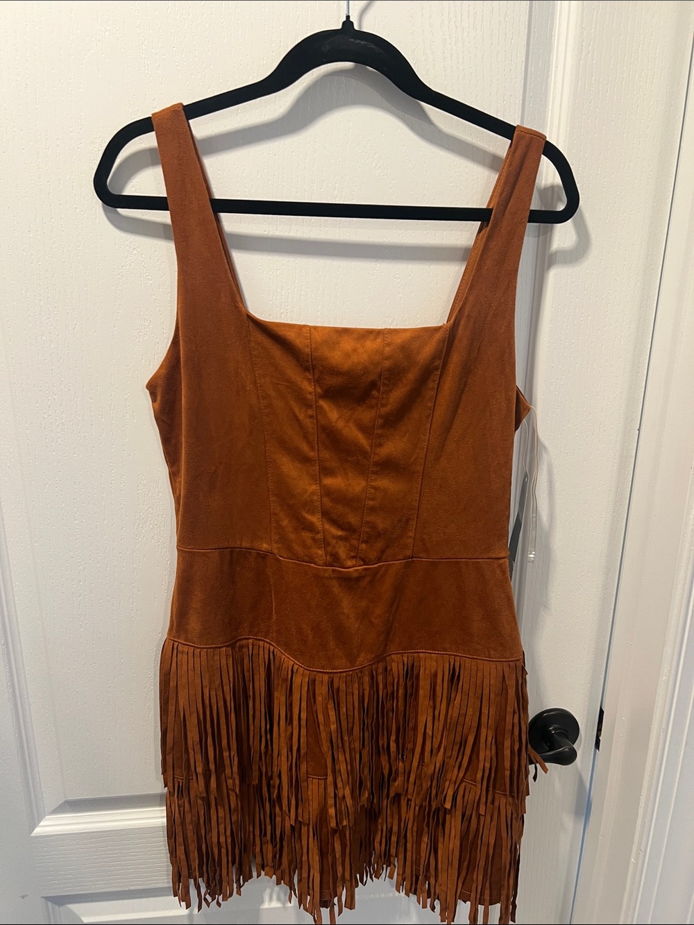 Trixxi Rust Brown Suede Fringe Mini Dress